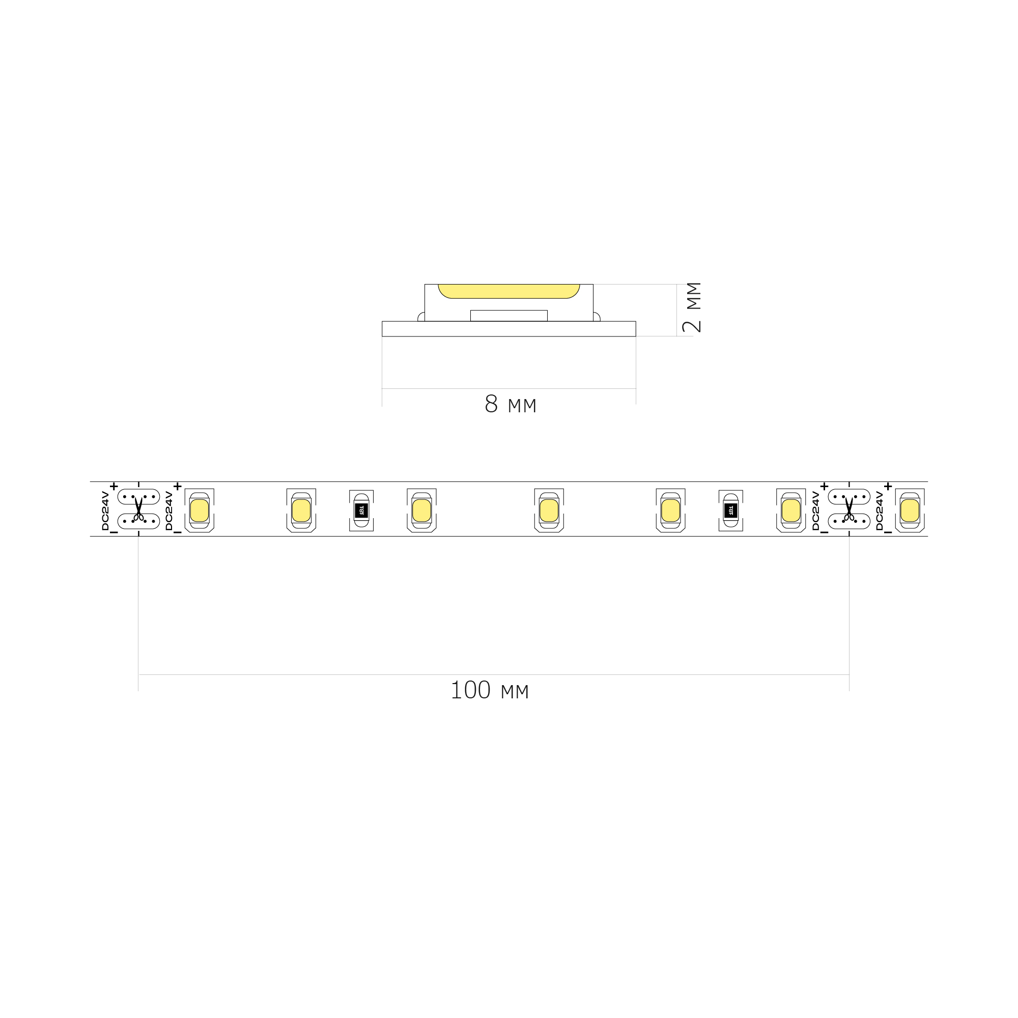 ST016.405.20 Светодиодная лента  - 60leds/м*4.8W/мW 4000K 400Lm Ra80 120° IP20 L5000xW8xH2 24V Светодиодные ленты
