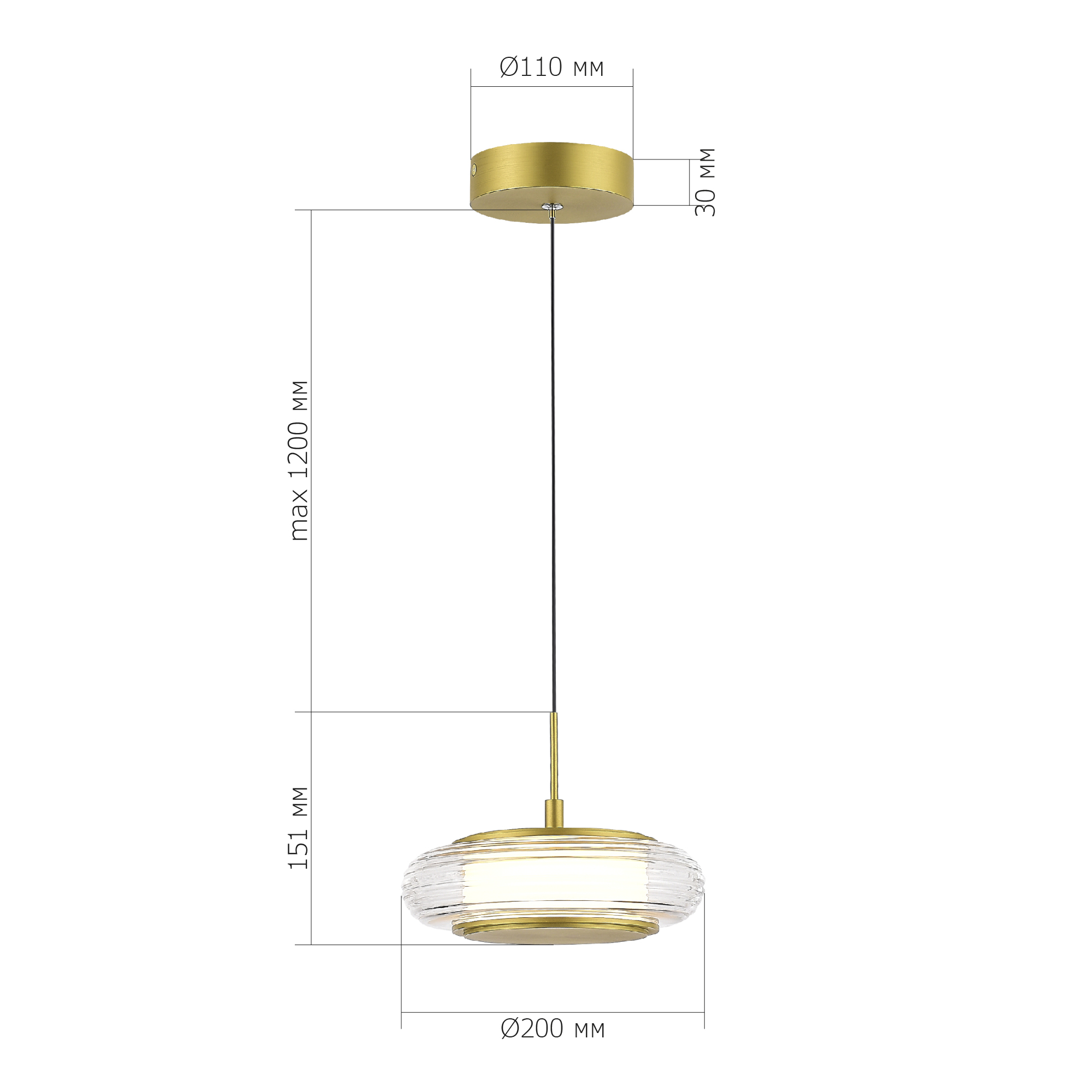 SL6239.203.01 Светильник подвесной ST-Luce золото/прозрачный LED 1*7W 3000K ФРИТЕЛЛА
