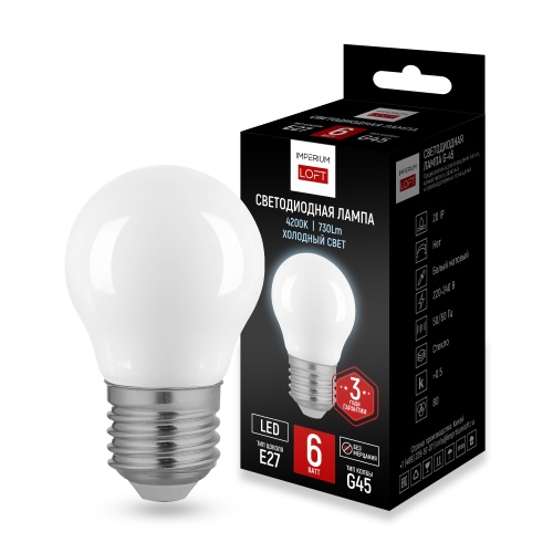 Светодиодная лампа E27 мощность 6W 4200K White от ImperiumLoft 243938-26