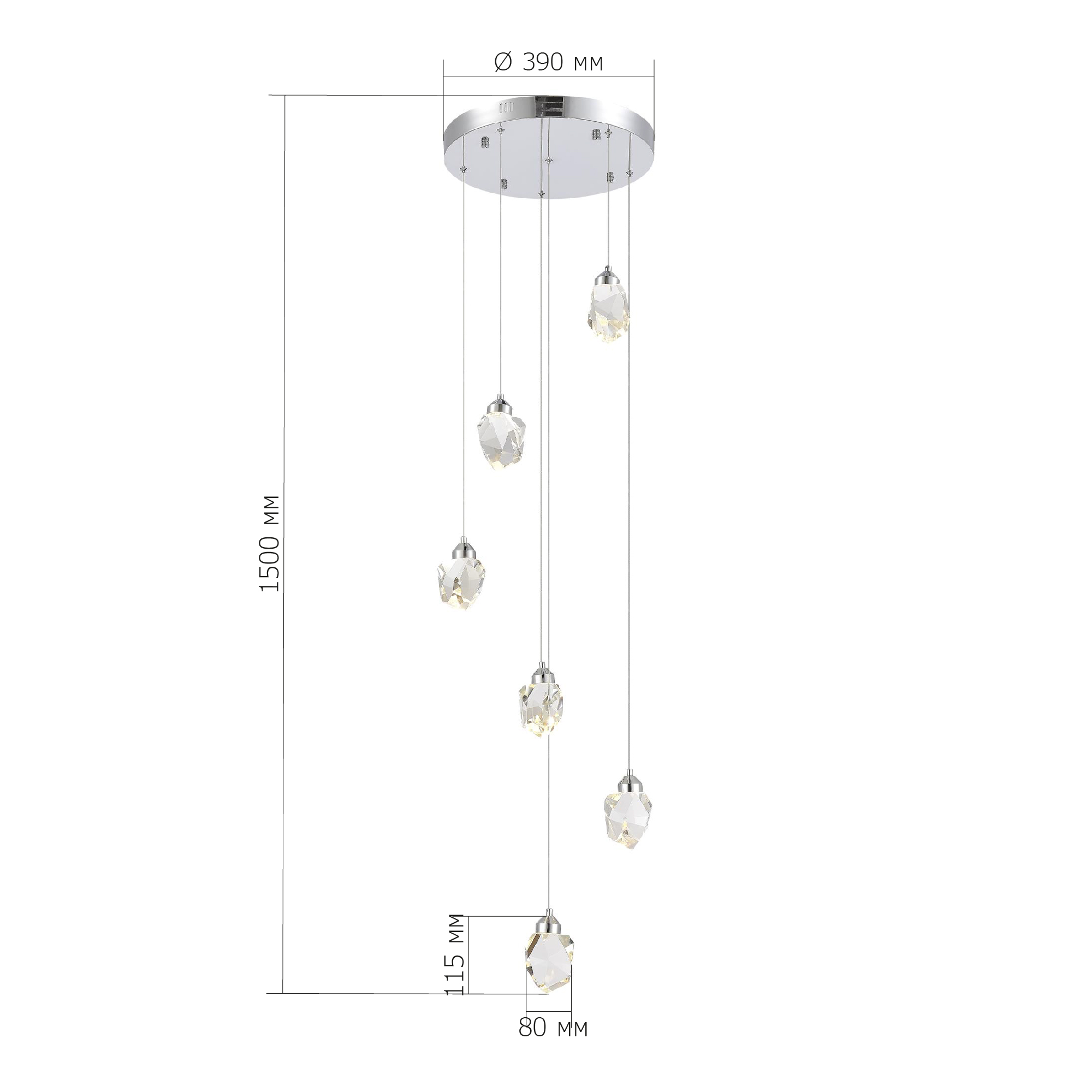 SL6114.103.06 Светильник подвесной ST-Luce Хром/Прозрачный LED 6*3W 3000K КАСКАТО
