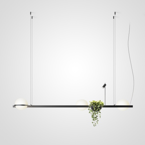 Реечный подвесной светильник PALMA Wall lamp 3 шара + 1 вазон горизонтальная 204173-22