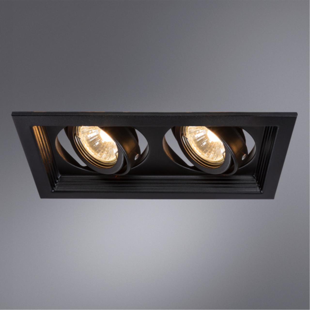 Точечный встраиваемый светильник Arte lamp A6661PL-2BK Светильник потолочный встраиваемый CANIS для MR16 230x130x45мм черный IP20 монтаж 102x196мм
