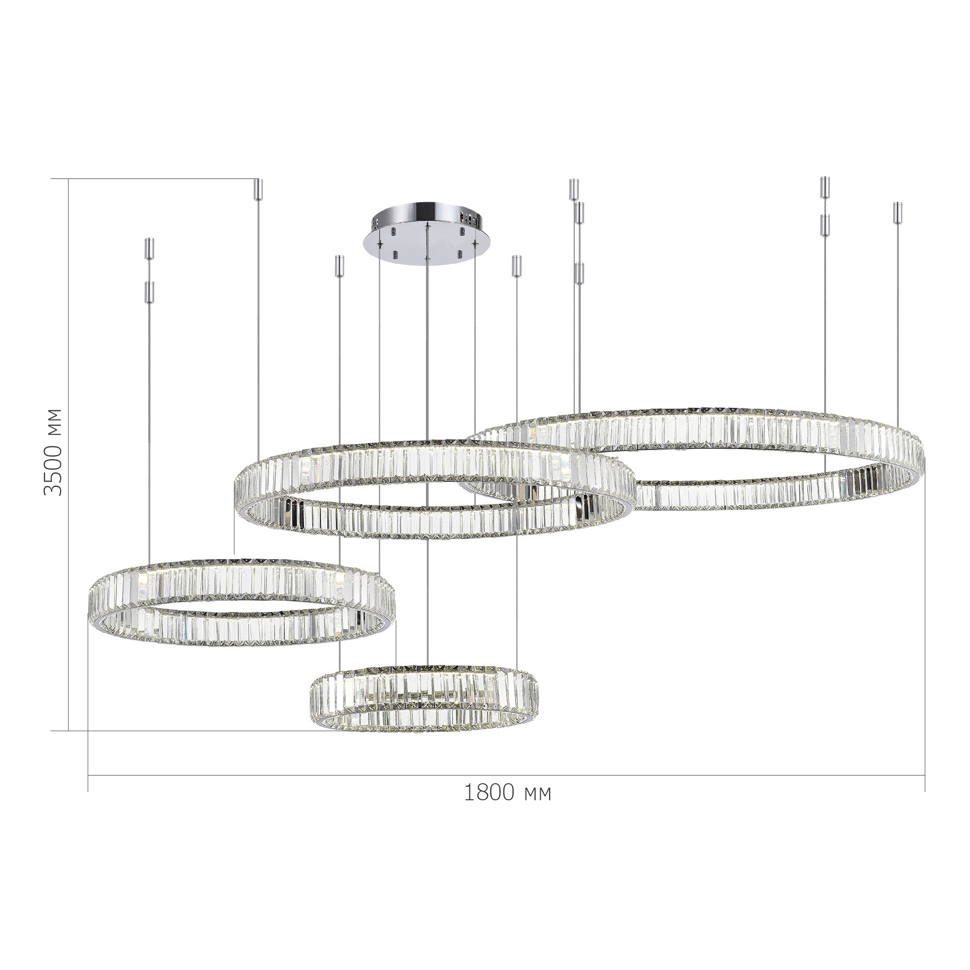 SL1622.103.04 Люстра подвесная ST-Luce Хром/Прозрачный LED 1*190W 4000K ТИВОЛИ