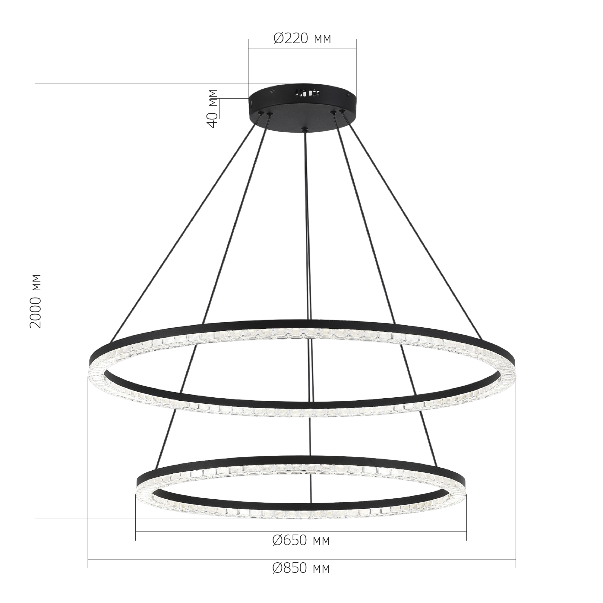 SL1018.403.02 Светильник подвесной ST-Luce черный/прозрачный LED 1*96W 4000K ЭВКЛИДИК