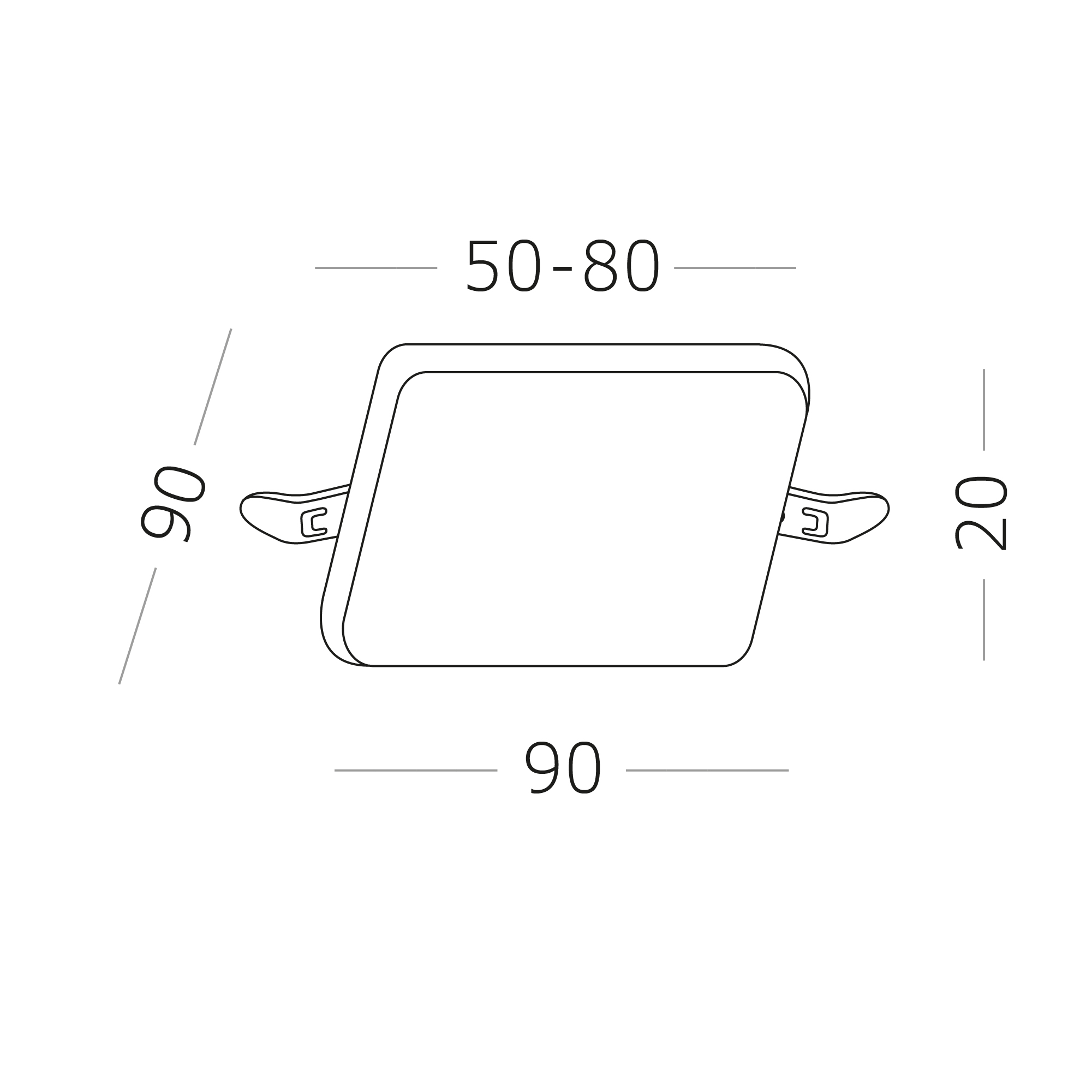 ST700.048.08 Св-к встр. Белый LED 1*8W 4000K 690Lm Ra80 180° IP44 L90xW90xH33 85-265V Встраиваемые светильники