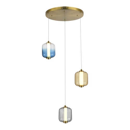 SL1193.303.03 Светильник подвесной ST-Luce Латунь/Янтарный,Дымчатый,Голубой LED 3*11,2W 3000K САММЕР