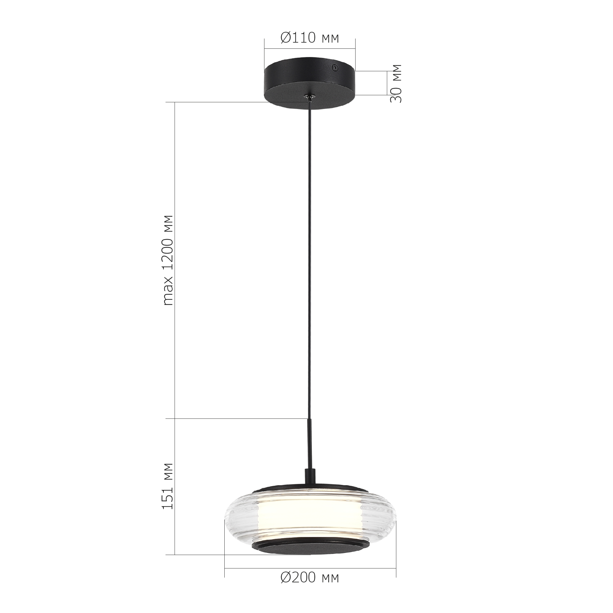 SL6239.403.01 Светильник подвесной ST-Luce черный/прозрачный LED 1*7W 3000K ФРИТЕЛЛА