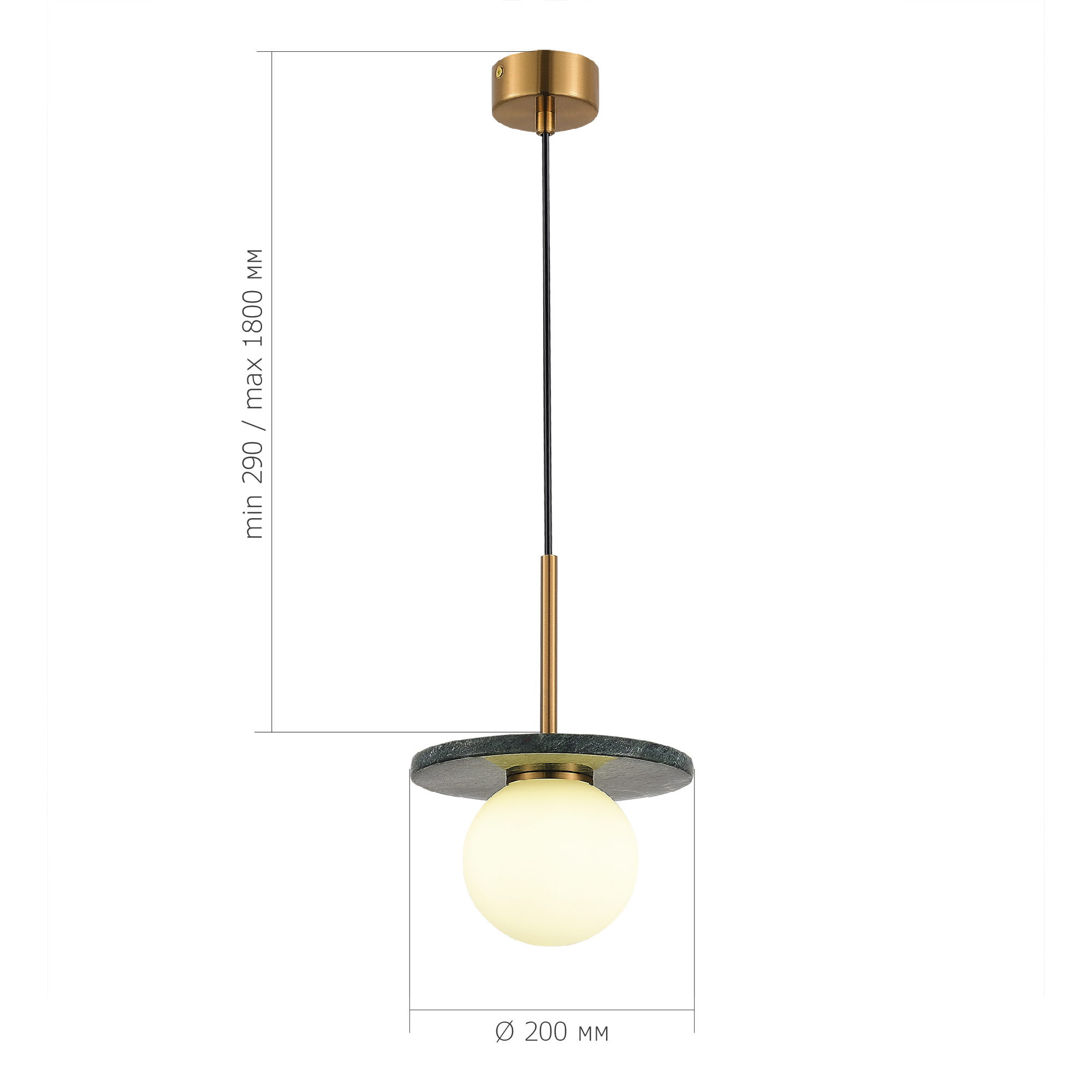 SL1191.363.01 Светильник подвесной ST-Luce Латунь/Латунь, Зеленый G9 LED 1*5W 4000K НЕБУЛА