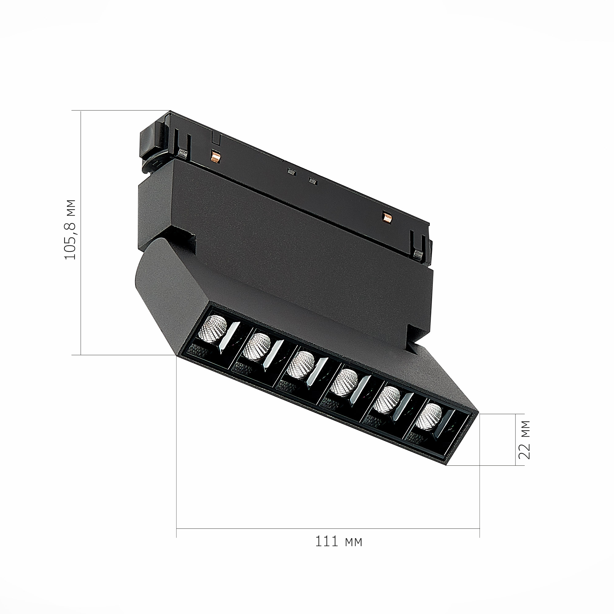 ST364.436.06 Магнитный трековый светильник Черный LED 1*6W 3000K 532Lm Ra>80 36° IP20 L120xW22xH108 СКАЙЛАЙН 48V