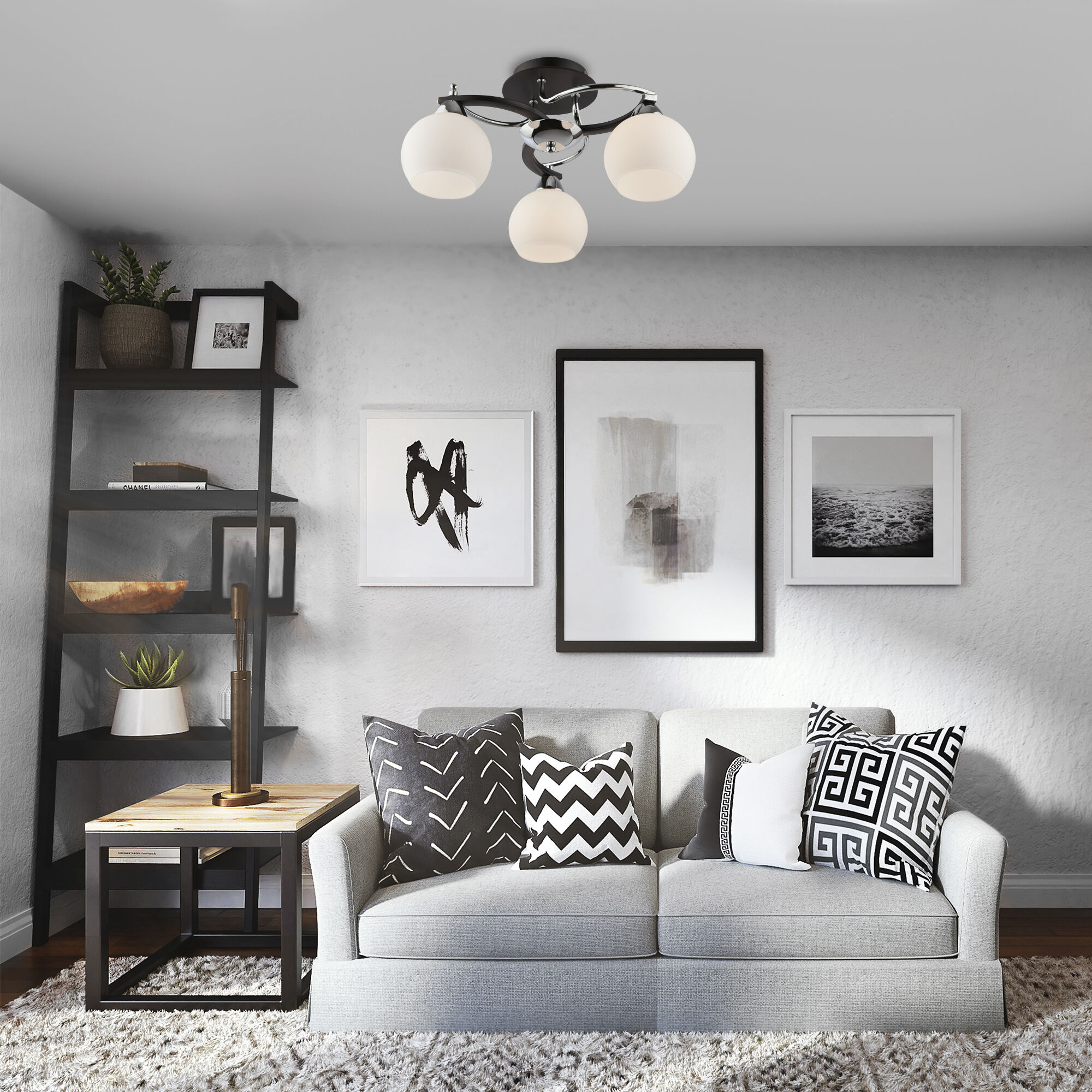 Потолочный светильник Eurosvet 9654/3 хром/черный