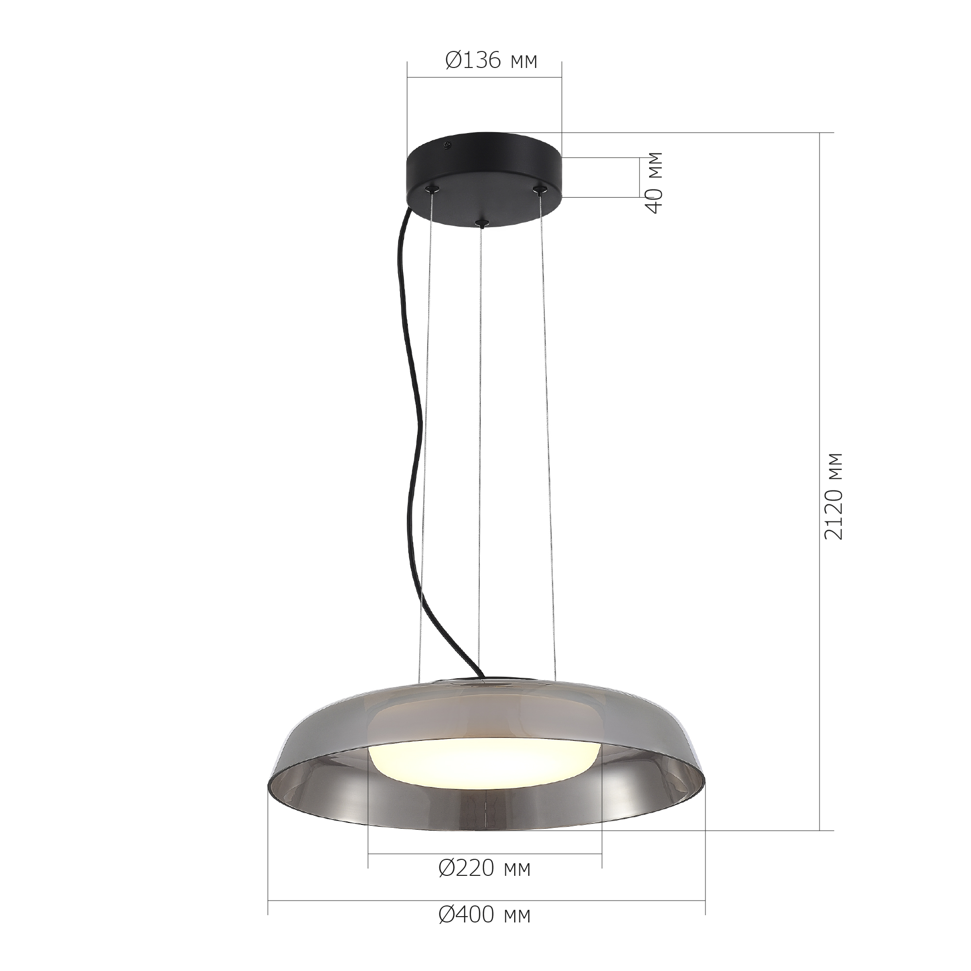 SL6019.413.01 Светильник подвесной ST-Luce Черный/Дымчатый, Белый LED 1*36W 3000K ФОРЕЙ