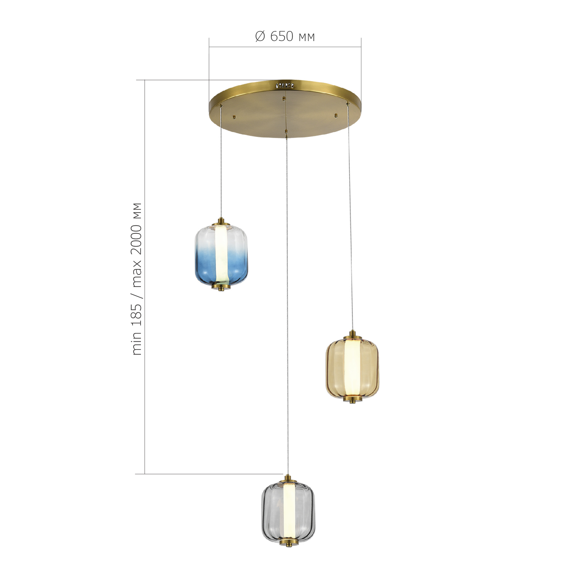 SL1193.303.03 Светильник подвесной ST-Luce Латунь/Янтарный,Дымчатый,Голубой LED 3*11,2W 3000K САММЕР