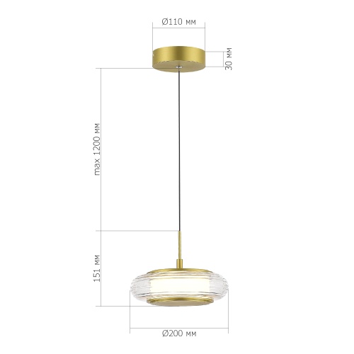 SL6239.203.01 Светильник подвесной ST-Luce золото/прозрачный LED 1*7W 3000K ФРИТЕЛЛА