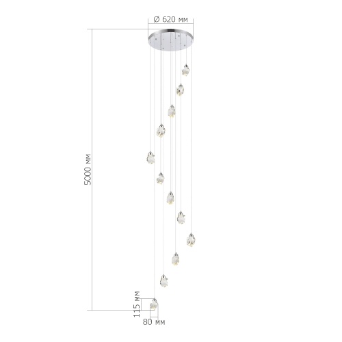 SL6114.103.12 Светильник подвесной ST-Luce Хром/Прозрачный LED 12*3W 3000K КАСКАТО