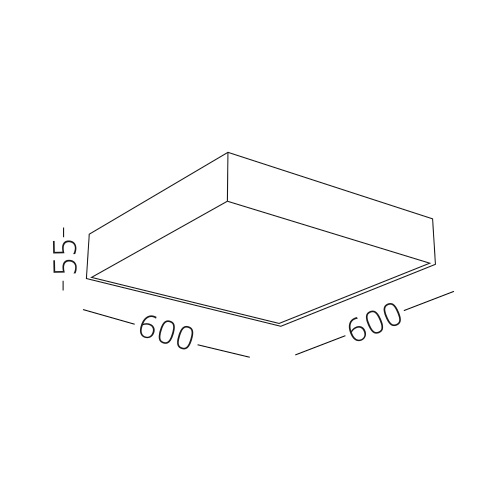 ST608.432.96 Светильник потолочный Черный LED 1*96W 3000K 8 640Lm Ra>90 120° IP20 L600xW600xH55 180- Накладные светильники