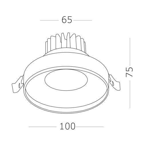 ST751.548.10 Св-к встр. Белый LED 1*10W 4000K 750Lm Ra>90 38° IP20 D100xH75 170-240V Встраиваемые светильники