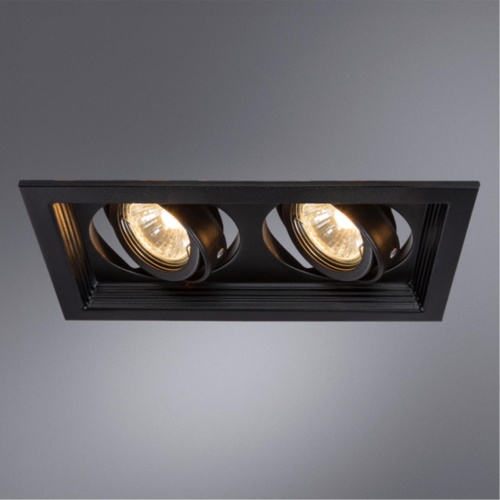 Точечный встраиваемый светильник Arte lamp A6661PL-2BK Светильник потолочный встраиваемый CANIS для MR16 230x130x45мм черный IP20 монтаж 102x196мм
