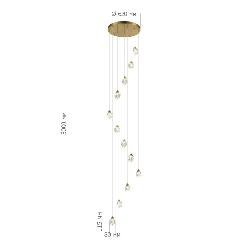 SL6114.203.12 Светильник подвесной ST-Luce Золотистый/Прозрачный LED 12*3W 3000K КАСКАТО