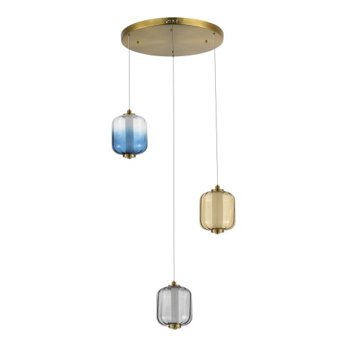 SL1193.303.03 Светильник подвесной ST-Luce Латунь/Янтарный,Дымчатый,Голубой LED 3*11,2W 3000K САММЕР