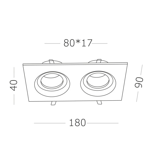ST255.428.02 Св-к встр. Черный GU10 2*50W  IP65 L180xW90xH40 220V Без ламп Встраиваемые светильники