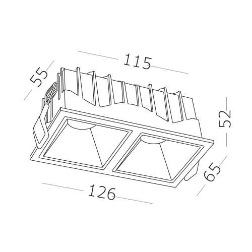 ST757.548.20 Св-к встр. Белый LED 2*10W 4000K 1400Lm Ra >90 60° IP20 L65xW126xH52 85-265V Встраиваемые светильники