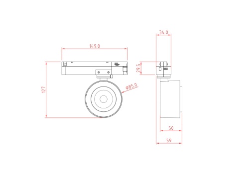 Трековый светильник Technical TR023-1-12B4K