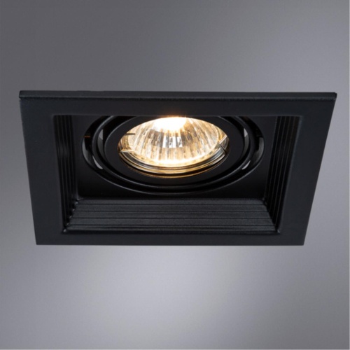 Точечный встраиваемый светильник Arte lamp A6661PL-1BK Светильник потолочный встраиваемый CANIS для MR16 130x130x45мм черный IP20 монтаж 102x102мм