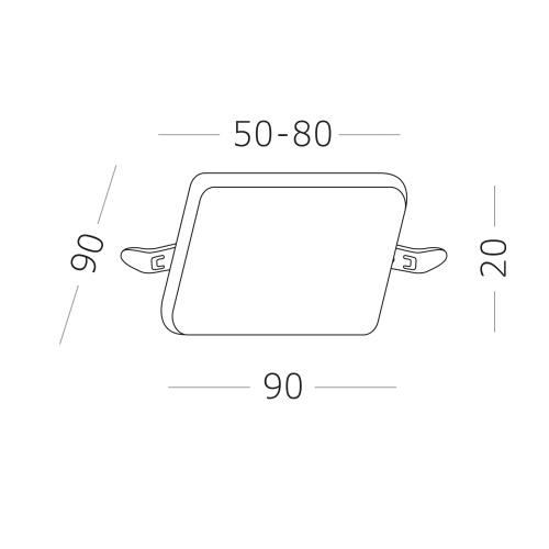 ST700.048.08 Св-к встр. Белый LED 1*8W 4000K 690Lm Ra80 180° IP44 L90xW90xH33 85-265V Встраиваемые светильники