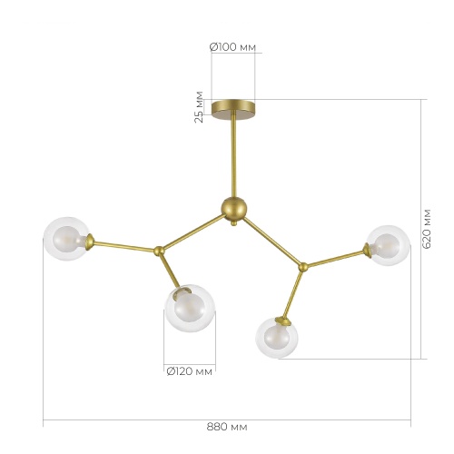 SLE1106-203-04 Светильник подвесной Золотистый/Прозрачный, Белый G9 LED 4*5W АРКУС