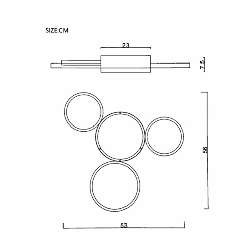 Потолочный светильник TWINE 4 rings Black 204612-26
