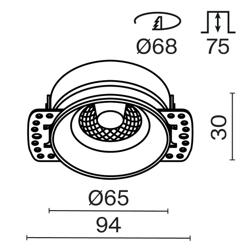 Встраиваемый светильник Technical DL101-GU10-TRS-W
