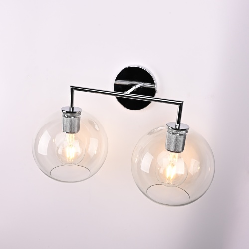 Бра RH Utilitaire Globe Shade Double Sconce Silver 123274-22