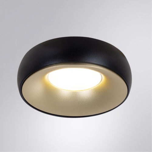Точечный встраиваемый светильник Arte lamp A6666PL-1BK Светильник потолочный встраиваемый HEZE для MR16 Ø98x32мм черный+матовое золото IP20 монтаж Ø76мм