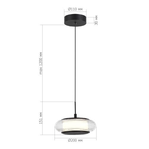 SL6239.403.01 Светильник подвесной ST-Luce черный/прозрачный LED 1*7W 3000K ФРИТЕЛЛА