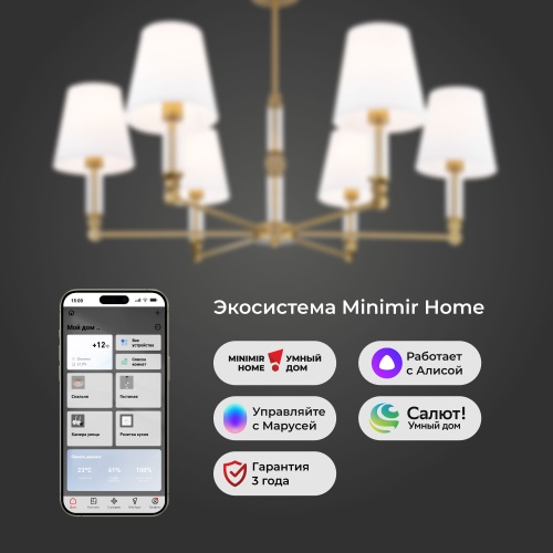  Eurosvet 60145/6/ потолочный светильник/ латунь Smart