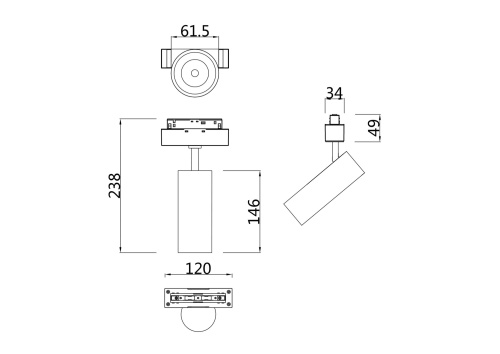 Трековый светильник Technical TR019-2-15W3K-MG