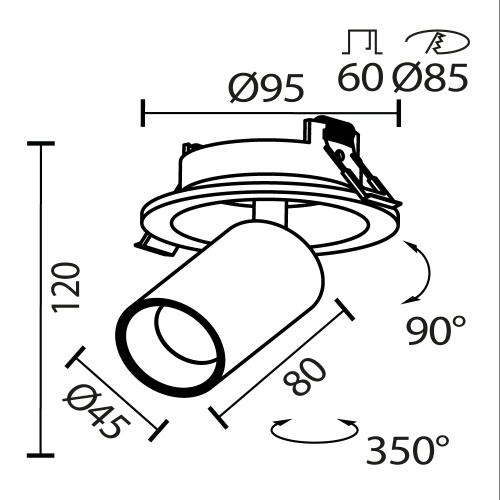 Встраиваемый светильник Technical C071CL-7W3K-WB