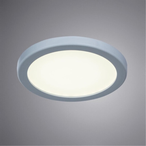 Даунлайт Arte lamp A7977PL-1WH  Светильник потолочный встраиваемый светодиодный MESURA Ø100x20мм IP20 монтаж Ø50-90мм 6Вт 300Лм 3000К 70+ 110°
