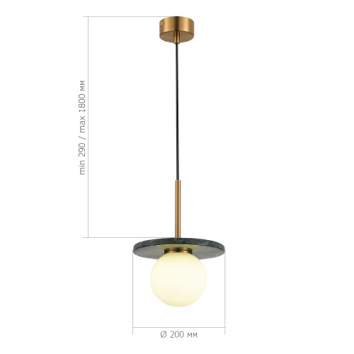 SL1191.363.01 Светильник подвесной ST-Luce Латунь/Латунь, Зеленый G9 LED 1*5W 4000K НЕБУЛА