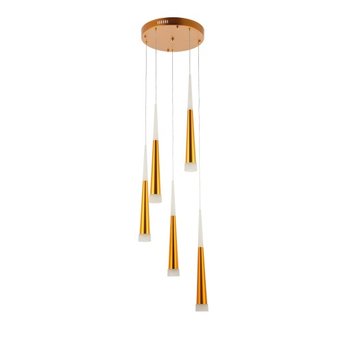 SLE200103-05 Светильник подвесной Золотистый/Золотистый, Белый LED 5*7W 3000K ОРПЕЛО