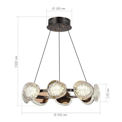 SL6018.203.64 Светильник подвесной ST-Luce черный/ золотистый / прозрачный LED 1*64W 4000K МИСТЕРИ
