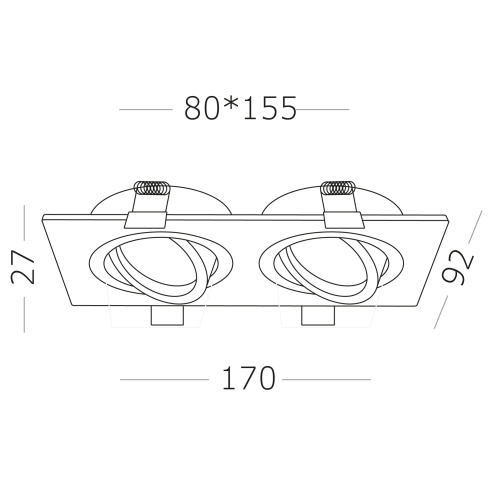 ST251.408.02 Св-к встр. Черный GU10 2*50W  IP20 L170xW92xH27 220V Без ламп Встраиваемые светильники
