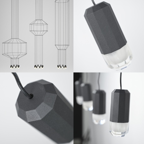 Подвесной светильник Via Wireflow polyhedral 4 Lineal Pendant Light 144326-22