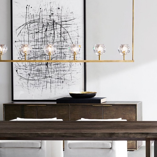 Люстра RH Boule De Cristal Linear Chandelier 6 Nickel 240203-22