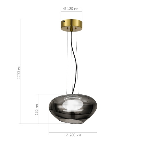 SL6019.303.01 Светильник подвесной ST-Luce Латунь/Дымчатый, Белый LED 1*10W 3000K ФОРЕЙ