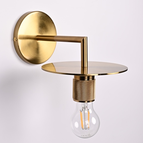 Бра RH Utilitaire Knurled Disk Shade Sconce Brass 123282-22