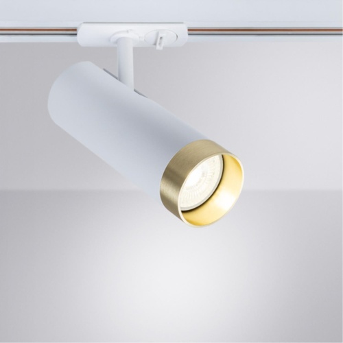 Трековый светильник Arte lamp A2356PL-1WH Светильник трековый однофазный TOPIC Ø55x160мм белый матовое золото IP20
