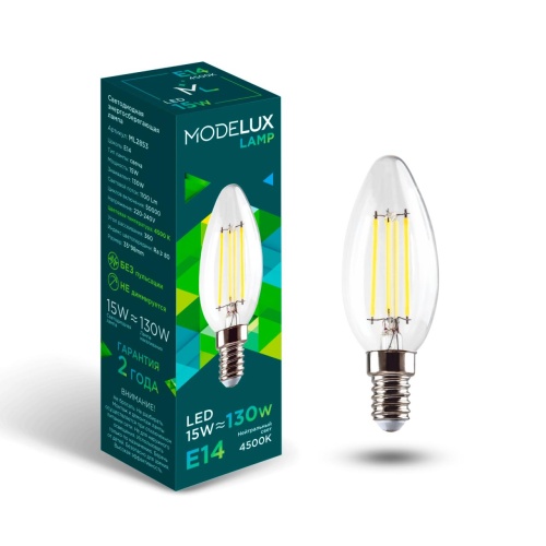 Светодиодная лампа MODELUX lamp ML2853- С35-15W-Е14-4500 clear
