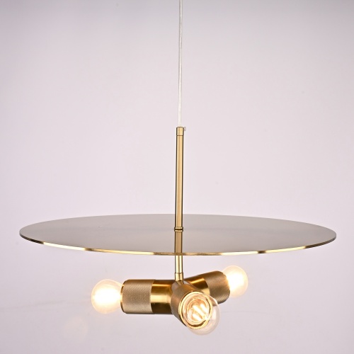 Люстра RH Utilitaire Disk Triple Pendant Brass 123646-22