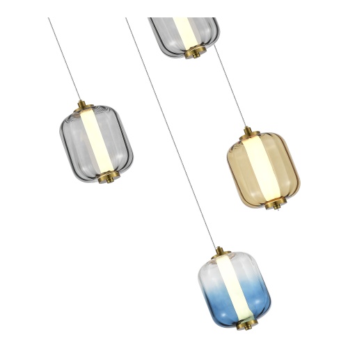 SL1193.303.05 Светильник подвесной ST-Luce Латунь/Янтарный,Дымчатый,Голубой LED 5*10W 3000K САММЕР